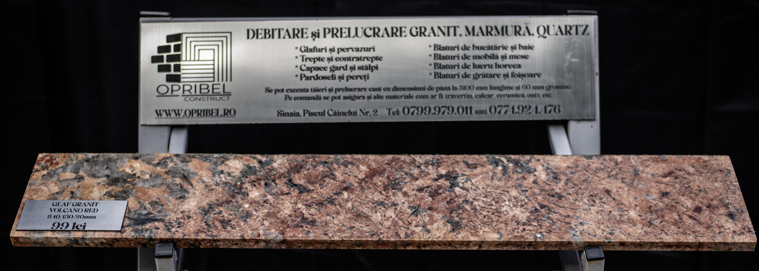 Glaf Vulcano Red montat pe stand OPRIBEL